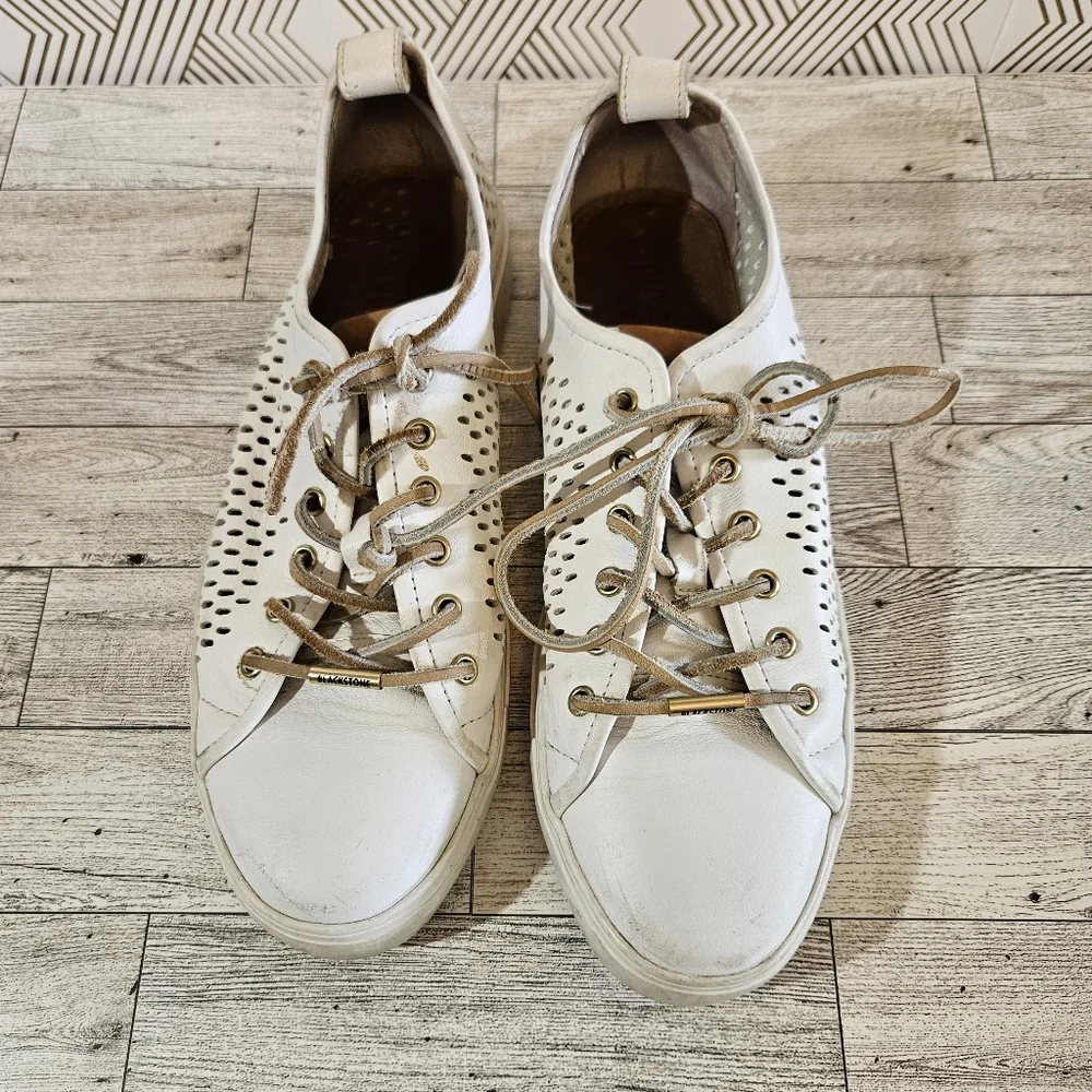 Blackstone PL87 Perforated White Leather Low Top Sneakers Size 40 - Picture 3 of 9